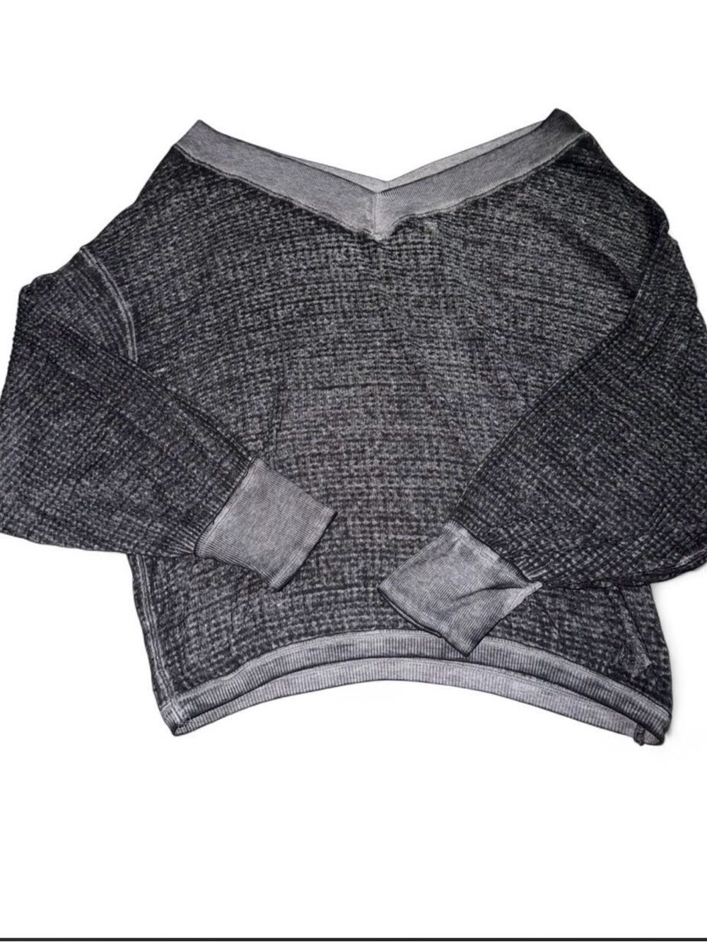 We The Free Charcoal V-Neck Knit Pullover